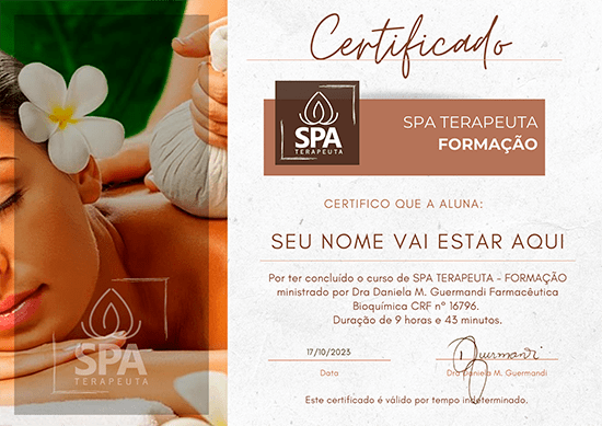 Modelo do certificado da Formação SPA Terapeuta